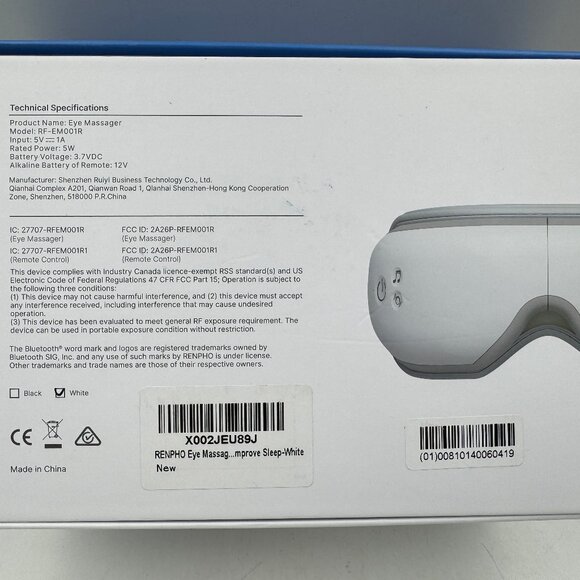 RENPHO Eyeris 1 Eye Massager with Heat Bluetooth Music, White - Improves Sleep - Picture 5 of 6